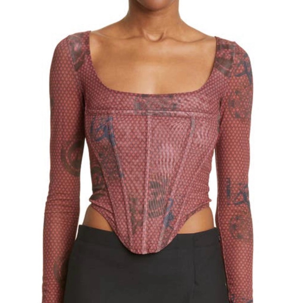 Maude Atlas Print Mesh Corset Top